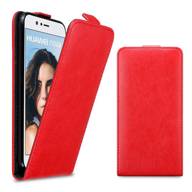 Cadorabo Hoesje geschikt voor Huawei NOVA 2 in APPEL ROOD - Beschermhoes Flip Case Cover magnetische sluiting