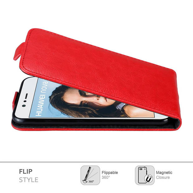 Cadorabo Hoesje geschikt voor Huawei NOVA 2 in APPEL ROOD - Beschermhoes Flip Case Cover magnetische sluiting