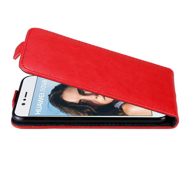 Cadorabo Hoesje geschikt voor Huawei NOVA 2 in APPEL ROOD - Beschermhoes Flip Case Cover magnetische sluiting