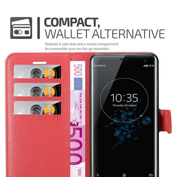 Cadorabo Hoesje geschikt voor Sony Xperia XZ3 in KARMIJN ROOD - Beschermhoes Cover magnetische sluiting Case