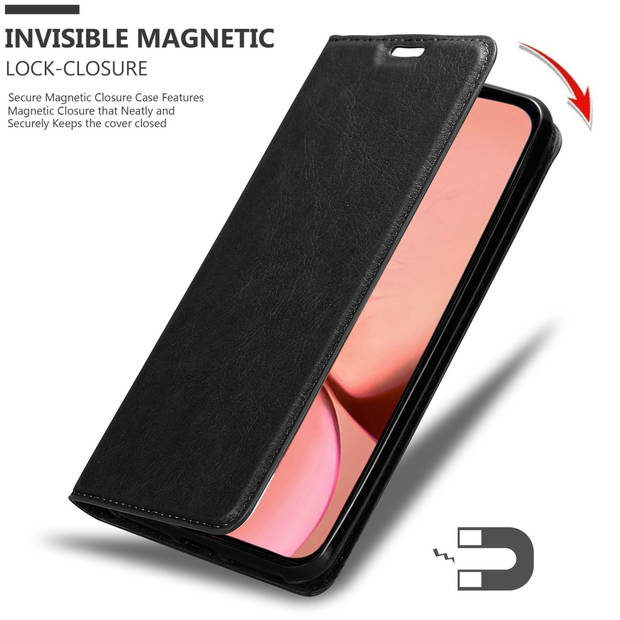 Cadorabo Hoesje geschikt voor Apple iPhone 13 MINI in ZWARTE NACHT - Beschermhoes Case magnetische sluiting Cover