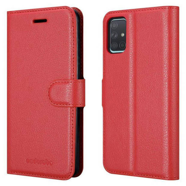 Cadorabo Hoesje geschikt voor Samsung Galaxy A71 5G in KARMIJN ROOD - Beschermhoes Cover magnetische sluiting Case