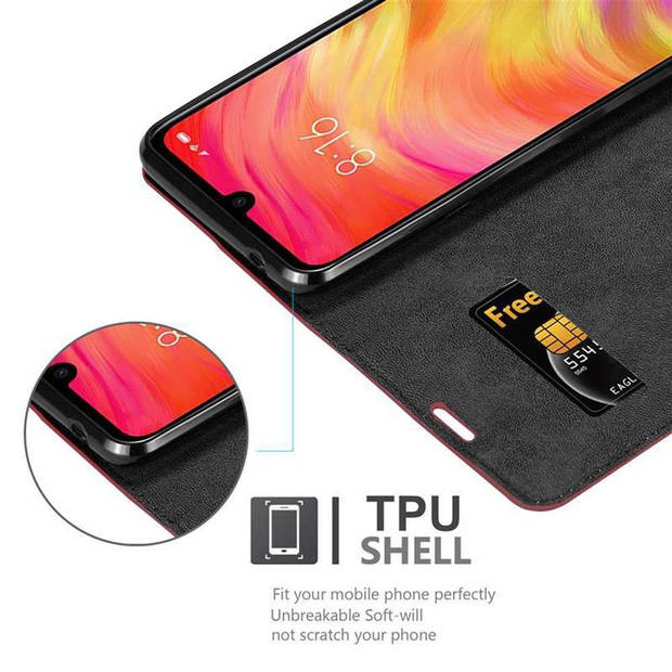 Cadorabo Hoesje geschikt voor Xiaomi RedMi NOTE 7 in APPEL ROOD - Beschermhoes Case magnetische sluiting Cover