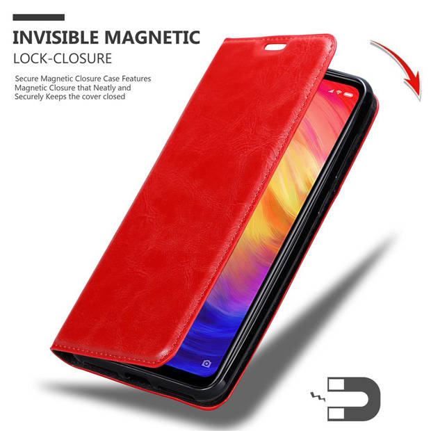 Cadorabo Hoesje geschikt voor Xiaomi RedMi NOTE 7 in APPEL ROOD - Beschermhoes Case magnetische sluiting Cover