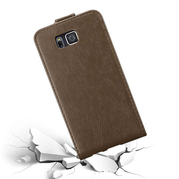 Cadorabo Hoesje geschikt voor Samsung Galaxy ALPHA in KOFFIE BRUIN - Beschermhoes Flip Case Cover magnetische sluiting