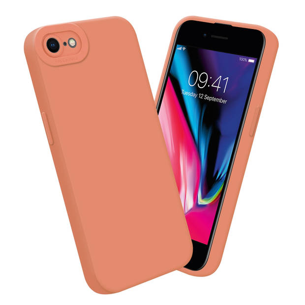 Cadorabo Hoesje geschikt voor Apple iPhone 7 / 7S / 8 / SE 2020 in FLUID LICHT ORANJE - Beschermhoes TPU silicone Cover