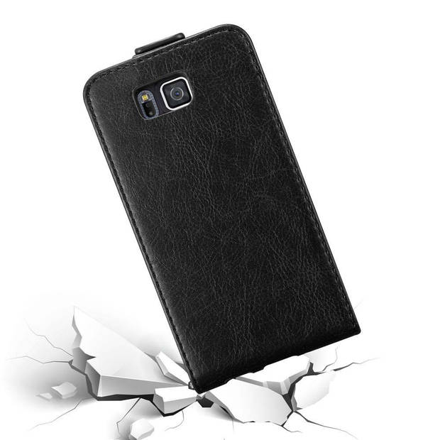 Cadorabo Hoesje geschikt voor Samsung Galaxy ALPHA in ZWARTE NACHT - Beschermhoes Flip Case Cover magnetische sluiting