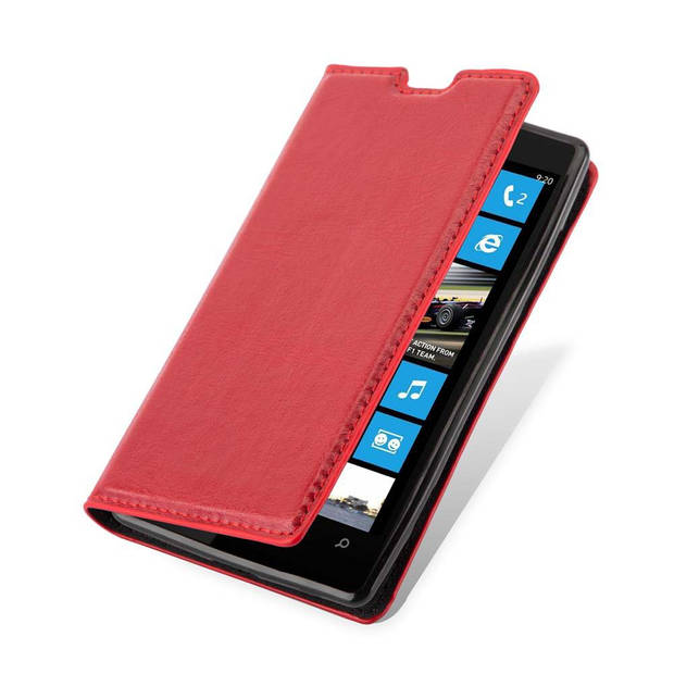 Cadorabo Hoesje geschikt voor Nokia Lumia 520 / 521 in APPEL ROOD - Beschermhoes Case magnetische sluiting Cover