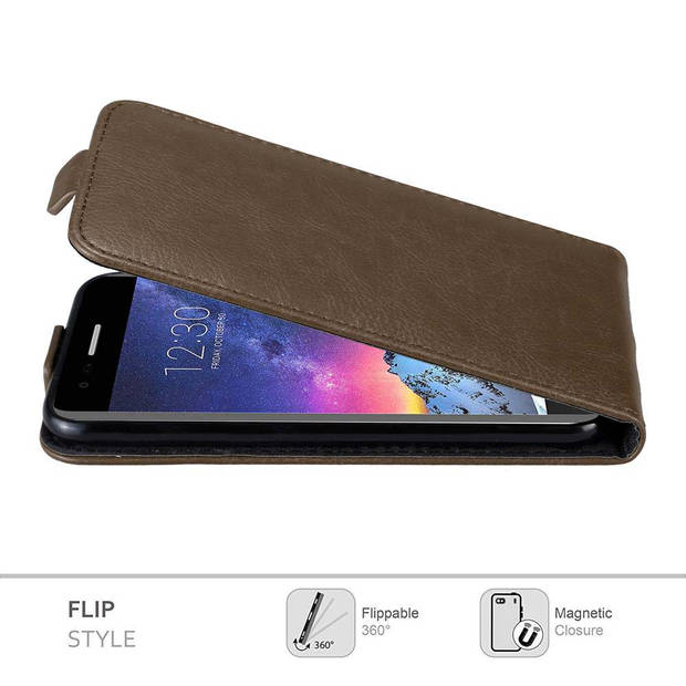 Cadorabo Hoesje geschikt voor LG K8 2017 in KOFFIE BRUIN - Beschermhoes Flip Case Cover magnetische sluiting