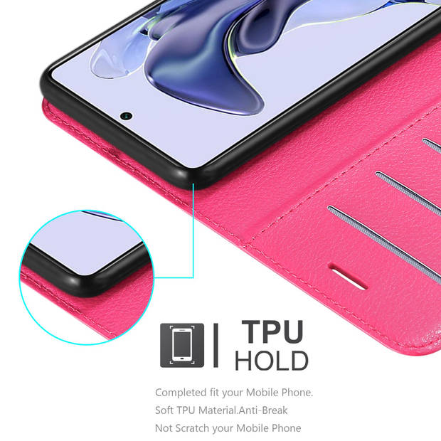 Cadorabo Hoesje geschikt voor Xiaomi 11T / 11T PRO in KERSEN ROZE - Beschermhoes Cover magnetische sluiting Case