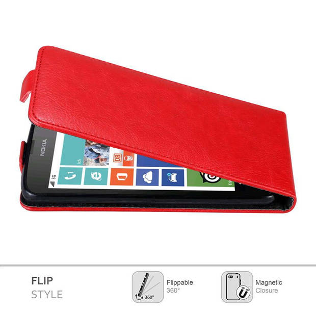 Cadorabo Hoesje geschikt voor Nokia Lumia 630 / 635 in APPEL ROOD - Beschermhoes Flip Case Cover magnetische sluiting