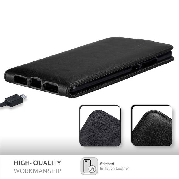 Cadorabo Hoesje geschikt voor Huawei MATE S in ZWARTE NACHT - Beschermhoes Flip Case Cover magnetische sluiting