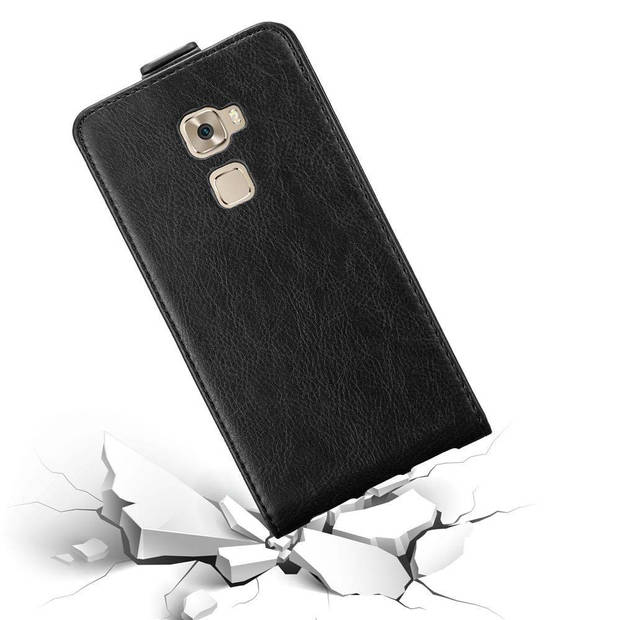 Cadorabo Hoesje geschikt voor Huawei MATE S in ZWARTE NACHT - Beschermhoes Flip Case Cover magnetische sluiting