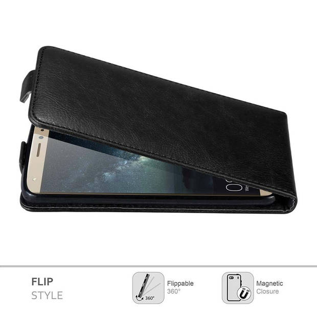 Cadorabo Hoesje geschikt voor Huawei MATE S in ZWARTE NACHT - Beschermhoes Flip Case Cover magnetische sluiting