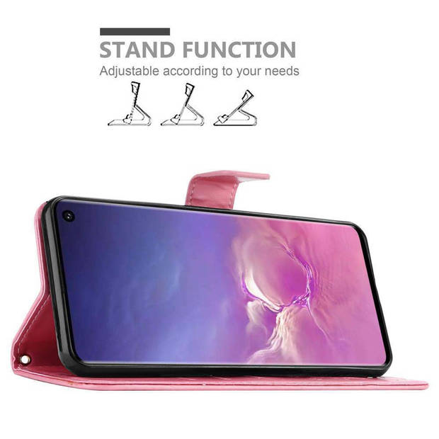 Cadorabo Hoesje geschikt voor Samsung Galaxy S10 4G in BLOEMEN ROZE - Beschermhoes Case Cover Bloemen magnetische