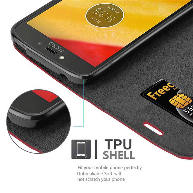 Cadorabo Hoesje geschikt voor Motorola MOTO C PLUS in APPEL ROOD - Beschermhoes Case magnetische sluiting Cover