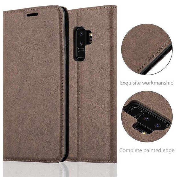 Cadorabo Hoesje geschikt voor Samsung Galaxy S9 PLUS in KOFFIE BRUIN - Beschermhoes Case magnetische sluiting Cover