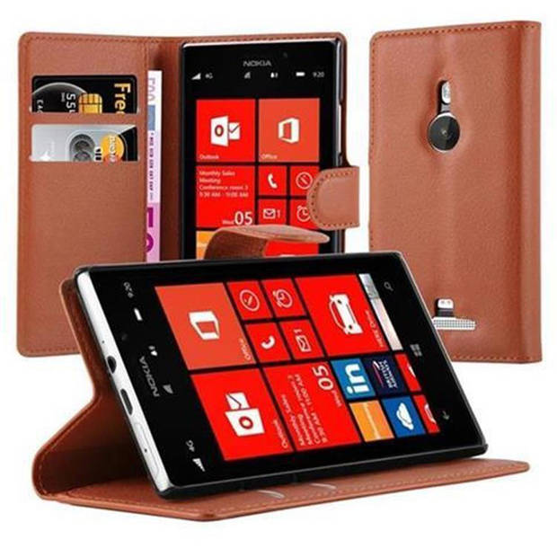 Cadorabo Hoesje geschikt voor Nokia Lumia 925 in CHOCOLADE BRUIN - Beschermhoes Cover magnetische sluiting Case