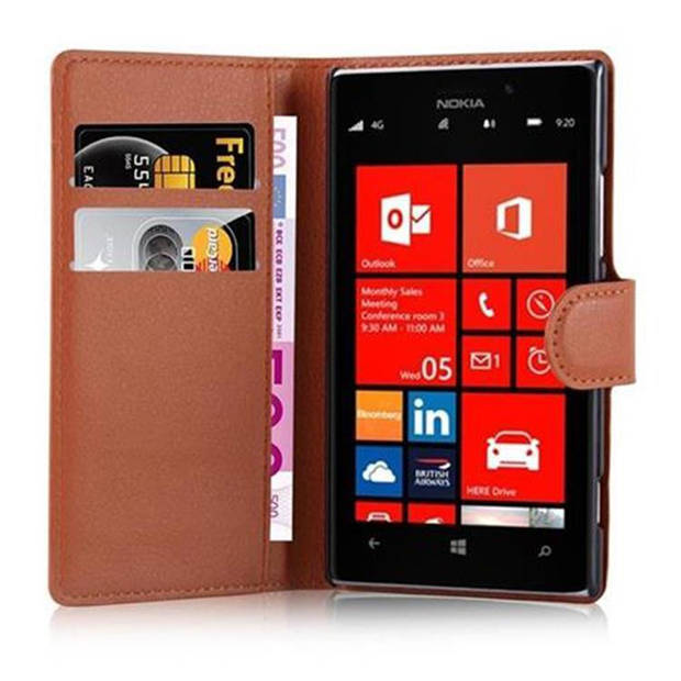 Cadorabo Hoesje geschikt voor Nokia Lumia 925 in CHOCOLADE BRUIN - Beschermhoes Cover magnetische sluiting Case