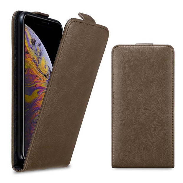 Cadorabo Hoesje geschikt voor Apple iPhone XS MAX in KOFFIE BRUIN - Beschermhoes Flip Case Cover magnetische sluiting