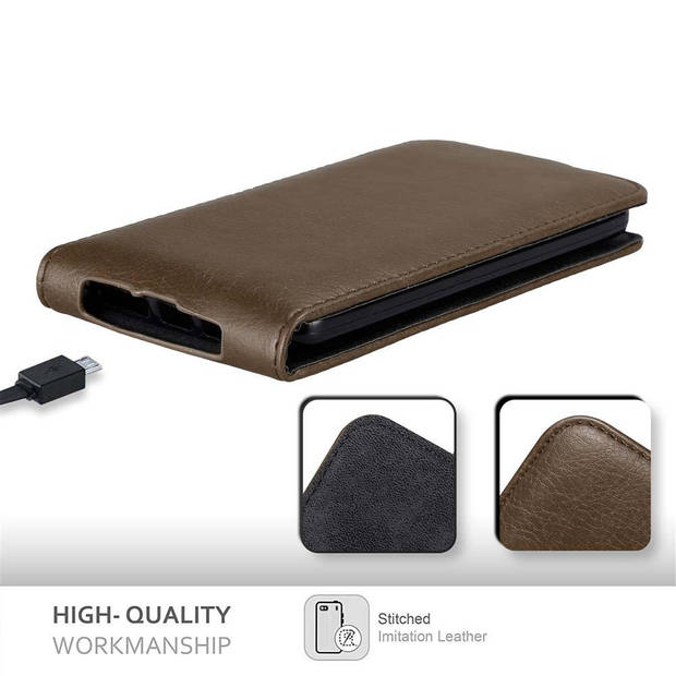 Cadorabo Hoesje geschikt voor LG G2 in KOFFIE BRUIN - Beschermhoes Flip Case Cover magnetische sluiting