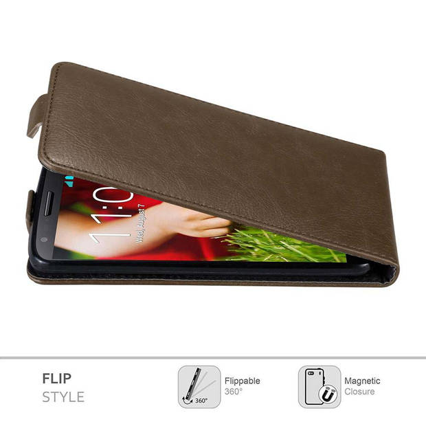 Cadorabo Hoesje geschikt voor LG G2 in KOFFIE BRUIN - Beschermhoes Flip Case Cover magnetische sluiting