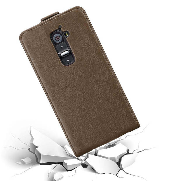 Cadorabo Hoesje geschikt voor LG G2 in KOFFIE BRUIN - Beschermhoes Flip Case Cover magnetische sluiting