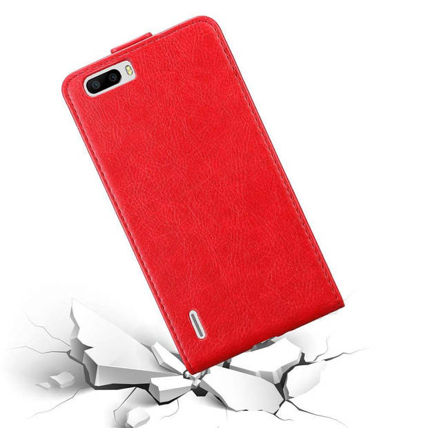 Cadorabo Hoesje geschikt voor Honor 6 PLUS in APPEL ROOD - Beschermhoes Flip Case Cover magnetische sluiting