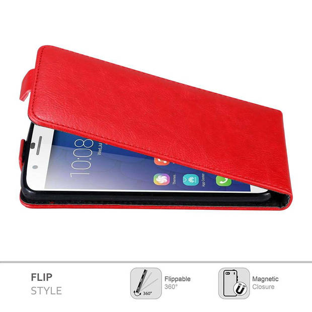 Cadorabo Hoesje geschikt voor Honor 6 PLUS in APPEL ROOD - Beschermhoes Flip Case Cover magnetische sluiting