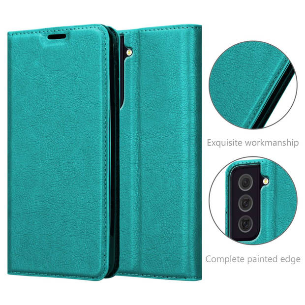 Cadorabo Hoesje geschikt voor Samsung Galaxy S22 in BENZINE TURKOOIS - Beschermhoes Case magnetische sluiting Cover