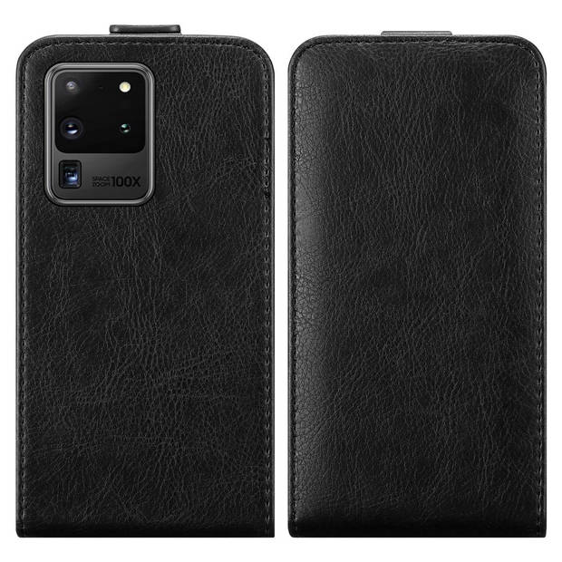 Cadorabo Hoesje geschikt voor Samsung Galaxy S20 ULTRA in ZWARTE NACHT - Beschermhoes Flip Case Cover magnetische