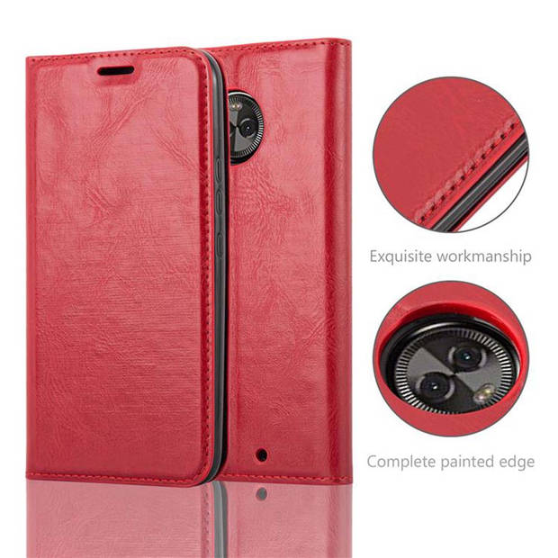 Cadorabo Hoesje geschikt voor Motorola MOTO X4 in APPEL ROOD - Beschermhoes Case magnetische sluiting Cover