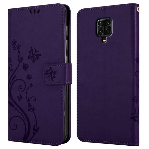 Cadorabo Hoesje geschikt voor Xiaomi RedMi NOTE 9 PRO / NOTE 9S in BLOEMEN DONKER PAARS - Beschermhoes Case Cover