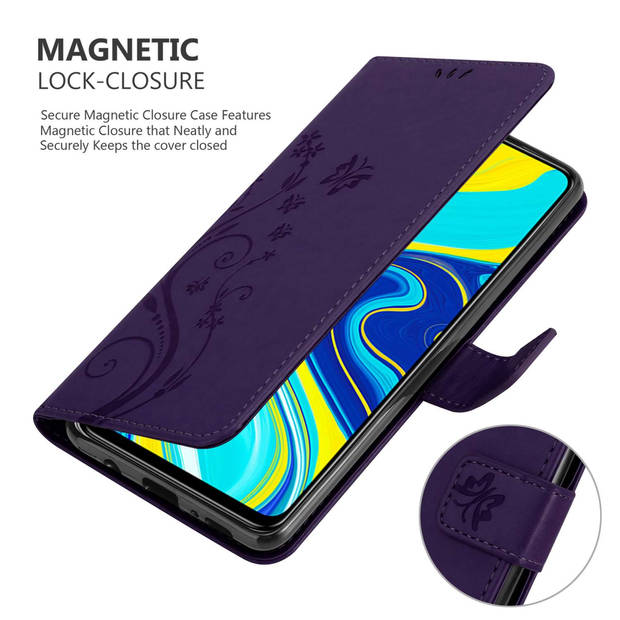 Cadorabo Hoesje geschikt voor Xiaomi RedMi NOTE 9 PRO / NOTE 9S in BLOEMEN DONKER PAARS - Beschermhoes Case Cover