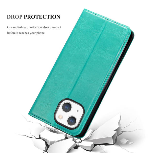 Cadorabo Hoesje geschikt voor Apple iPhone 13 in BENZINE TURKOOIS - Beschermhoes Case magnetische sluiting Cover