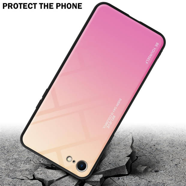 Cadorabo Hoesje geschikt voor Apple iPhone 7 / 7S / 8 / SE 2020 in GEEL - ROZE - Tweekleurige beschermhoes TPU-silicone