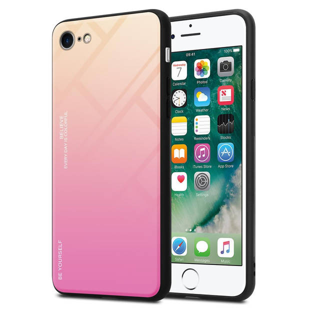 Cadorabo Hoesje geschikt voor Apple iPhone 7 / 7S / 8 / SE 2020 in GEEL - ROZE - Tweekleurige beschermhoes TPU-silicone