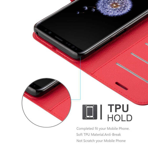 Cadorabo Hoesje geschikt voor Samsung Galaxy S9 PLUS in KARMIJN ROOD - Beschermhoes Cover magnetische sluiting Case