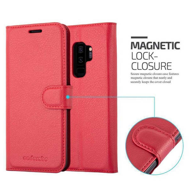 Cadorabo Hoesje geschikt voor Samsung Galaxy S9 PLUS in KARMIJN ROOD - Beschermhoes Cover magnetische sluiting Case