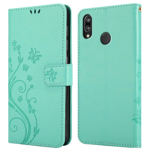 Cadorabo Hoesje geschikt voor Huawei P20 LITE 2018 / NOVA 3E in BLOEMEN TURKOOIS - Beschermhoes Case Cover Bloemen