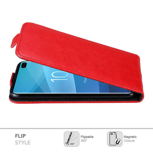 Cadorabo Hoesje geschikt voor Samsung Galaxy S10 PLUS in APPEL ROOD - Beschermhoes Flip Case Cover magnetische sluiting