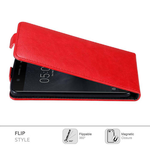 Cadorabo Hoesje geschikt voor Nokia 5 2017 in APPEL ROOD - Beschermhoes Flip Case Cover magnetische sluiting