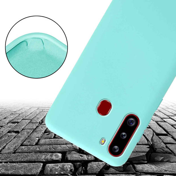 Cadorabo Mobiele telefoon ketting geschikt voor Samsung Galaxy A21 Hoesje in LIQUID TURKOOIS - Silicone beschermhoes