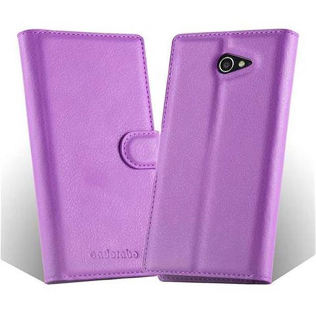 Cadorabo Hoesje geschikt voor Sony Xperia M2 / M2 AQUA in MANGAAN PAARS - Beschermhoes Cover magnetische sluiting Case