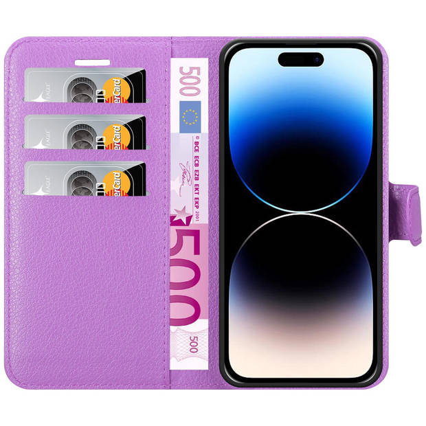 Cadorabo Hoesje geschikt voor Apple iPhone 14 PRO in MANGAAN PAARS - Beschermhoes Cover magnetische sluiting Case