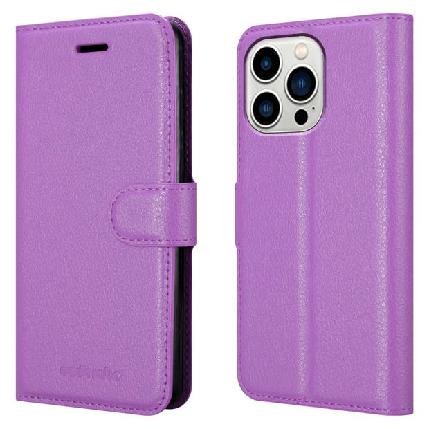 Cadorabo Hoesje geschikt voor Apple iPhone 14 PRO in MANGAAN PAARS - Beschermhoes Cover magnetische sluiting Case