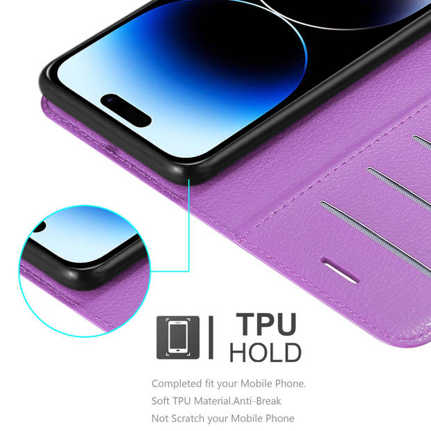 Cadorabo Hoesje geschikt voor Apple iPhone 14 PRO in MANGAAN PAARS - Beschermhoes Cover magnetische sluiting Case