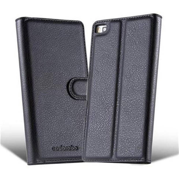 Cadorabo Hoesje geschikt voor Huawei P8 in PHANTOM ZWART - Beschermhoes Cover magnetische sluiting Case