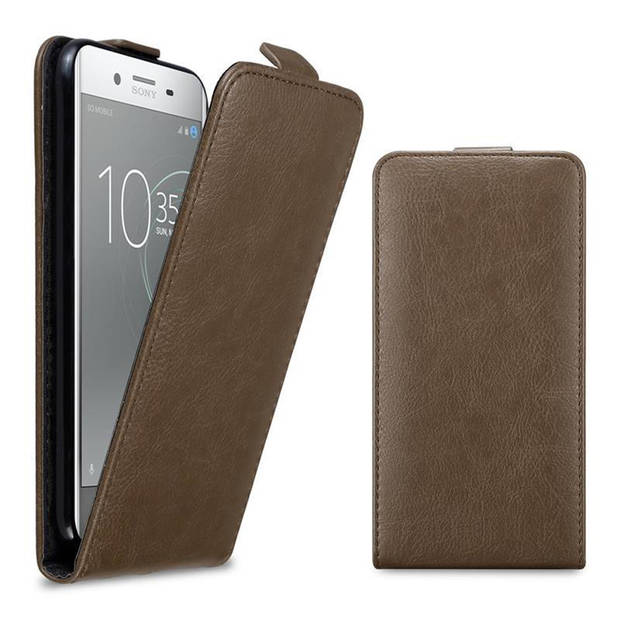 Cadorabo Hoesje geschikt voor Sony Xperia XZ PREMIUM in KOFFIE BRUIN - Beschermhoes Flip Case Cover magnetische sluiting