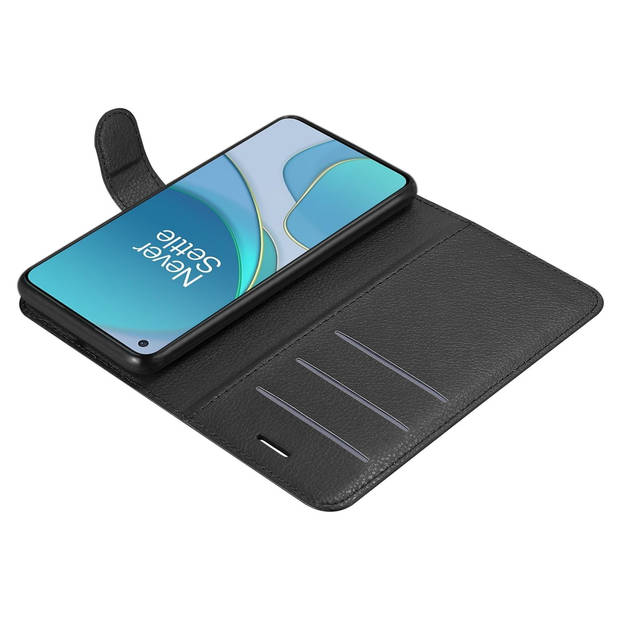 Cadorabo Hoesje geschikt voor OnePlus 8T in PHANTOM ZWART - Beschermhoes Cover magnetische sluiting Case